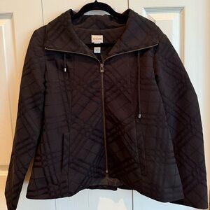 Chico's Dark Brown Plaid Women's Utility Jacket